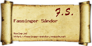 Fassinger Sándor névjegykártya