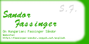 sandor fassinger business card